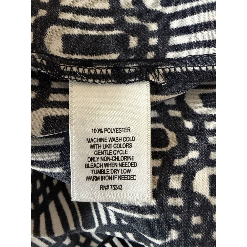 Adrienne‎ Vittadini Elegant Black White Pattern Mini Dress Size 4 Short Sleeves - Picture 9 of 9